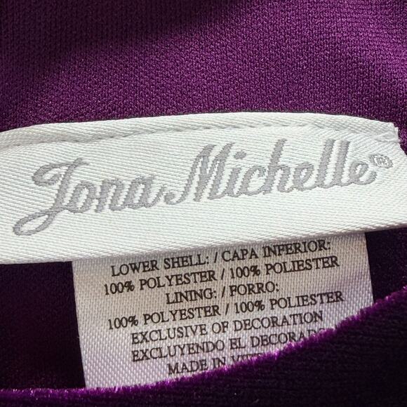 Jona Michelle Kids Purple Velvet Dress Size 10 Glitter Mesh Lace Bow Holiday - Picture 9 of 14